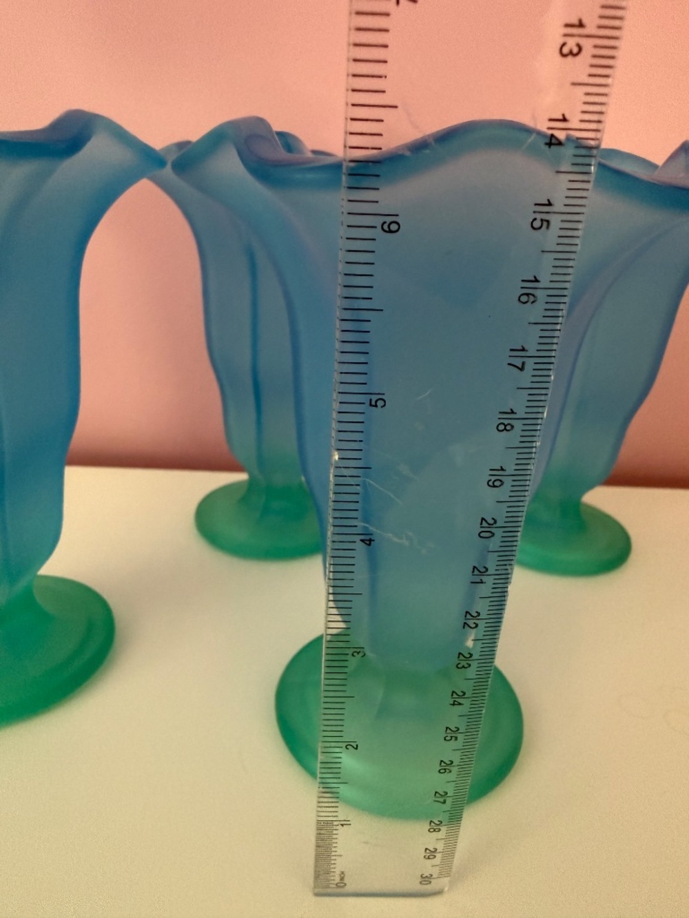 Set of 4 Green and Blue Melamine Ice Cream Sundae Glasses NWOT - Picture 5 of 5